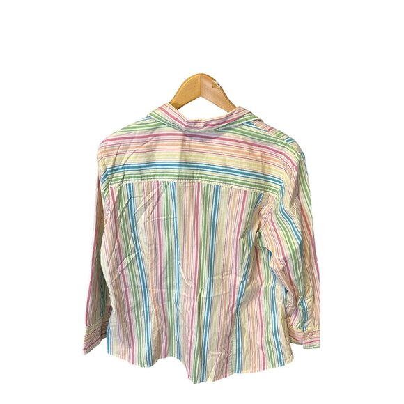 Liz & Co. Women's XL Multi Color 3/4 Sleeve Striped Button Up Shirt - Picture 4 of 7